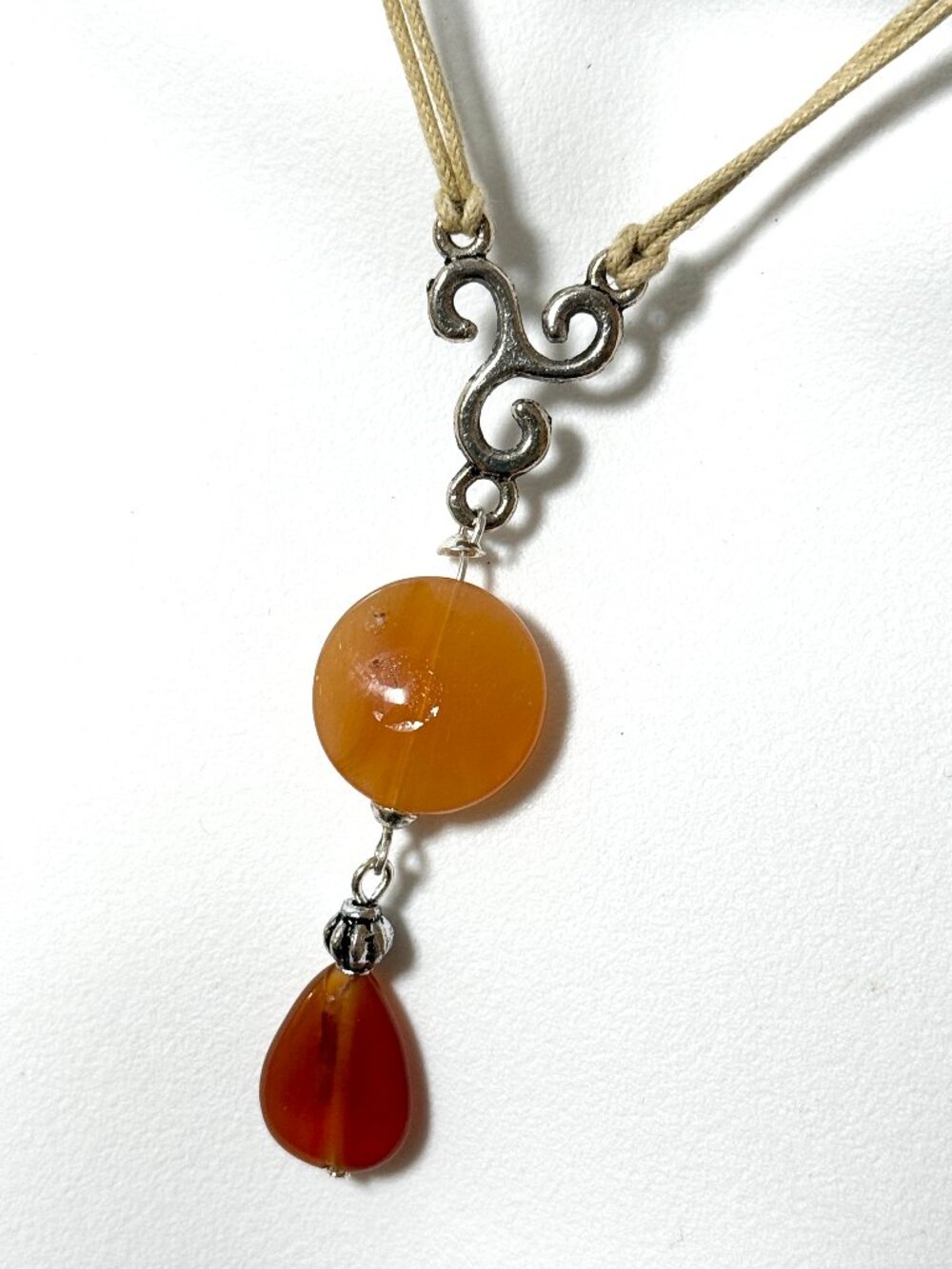 2/$20, Genuine Orange Agate Short Necklace, Natural Gemstone Boho Cord Necklace